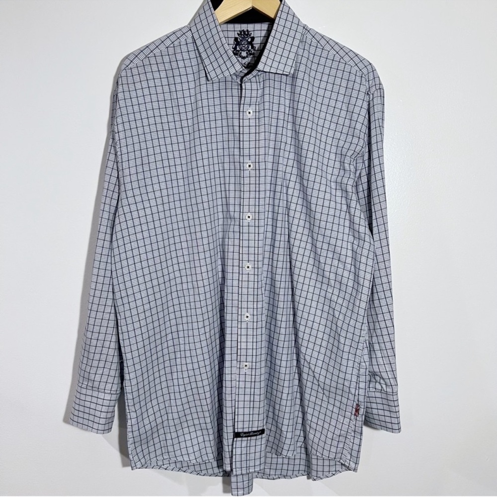 English Laundry Men Tattersall Plaid Long SleevesButton Down‎ Shirt Neck 17